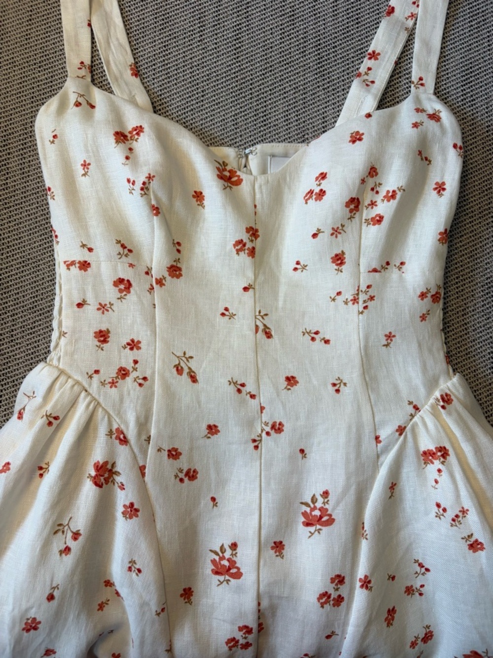 NEW Reformation Birdie Linen Sleeveless Midi Dress Lovie Cream Floral US 0 UK 4 - Picture 12 of 16